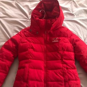 Hollister red winter jacket.